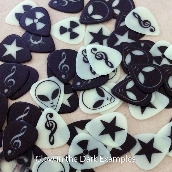 Celluloid Glow In The Dark Printed Picks - Single Sided - Custom Printed Picks - Custom Plectrum - Plektren Bedrucken - Mediators - 4